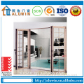 Champagne color electrophoresis extrusion aluminium folding door with fly screen